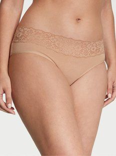 Трусики хипстеры Victoria's Secret Lace-Waist Cotton Hiphugger Panty 26648984 фото
