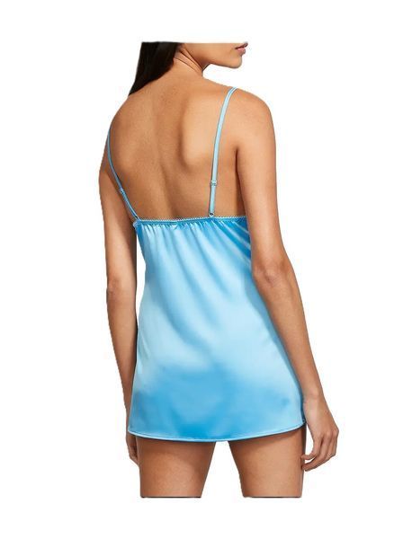 Пеньюар Victoria's Secret Tease Satin Lace-Trim Mini Slip Bikini Blue &mdash; основне фото товару, вигляд спереду