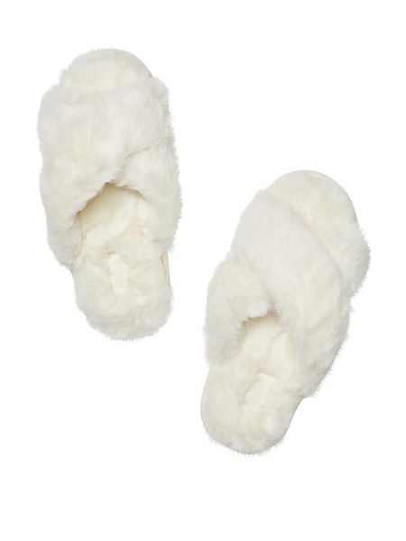 Капці Victoria's Secret PINK Faux Fur Slipper Ivory White 26722473 фото