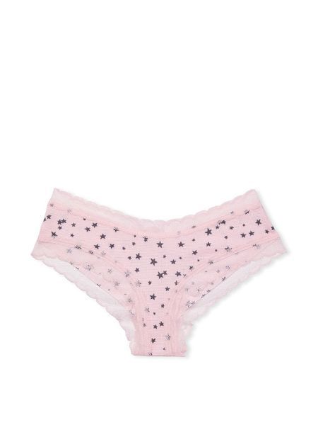 Бавовняні Трусики Victoria's Secret Lace Waist Cotton Cheeky Panty &mdash; основне фото товару, вигляд спереду