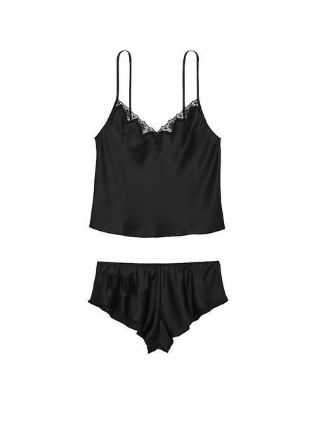 Піжама сатинова Victoria's Secret Very Sexy Satin Rose Lace-Trim Cami & Flutter Short Set &mdash; основне фото товару, вигляд спереду
