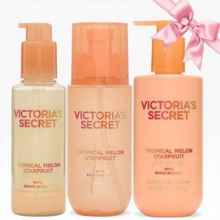 Подарунковий набір Victoria's Secret Tropical Melon Starfruit Hair & Body Mist + Lotion + Body Oil  &mdash; основне фото товару, вигляд спереду