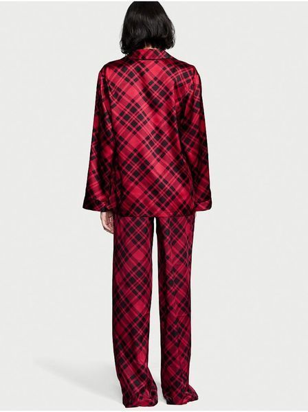 Піжама Victoria's Secret Satin Long Pajama Set Red Plaid &mdash; основне фото товару, вигляд спереду