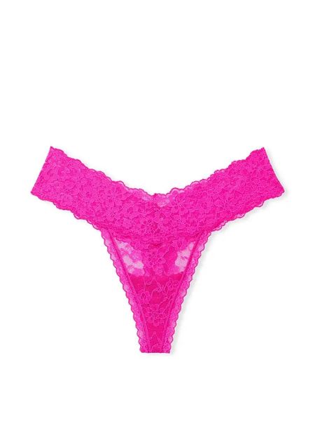 Мережевні Трусики Victoria's Secret Logo Cotton Thong Panty Pink 26645499 фото