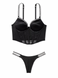 Комплект білизни Victoria's Secret Bombshell Add-2-Cups Shine Strap Push-Up Corset Top Thong Set, Чорний, 32, B, XS