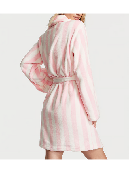 Халат Victoria's Secret Short Cozy Robe Pink Stripes 26766930 фото