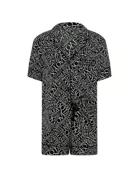 Піжама Victoria's Secret Signature Satin Short Pajama Set Black &mdash; основне фото товару, вигляд спереду