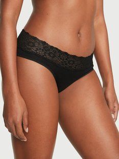 Трусики Victoria&rsquo;s Secret Lace-Waist Cotton Hiphugger Panty 26648837 фото