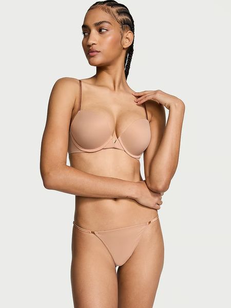 Комплект білизни Victoria's Secret Dream Angels Smooth Push-Up Bra & Lace-Trim Thong Panty Praline 13235 фото