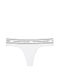 Бавовняні Трусики Victoria's Secret Logo Cotton Thong Panty White, Білий, S