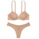 Комплект білизни Victoria's Secret Dream Angels Smooth Push-Up Bra & Lace-Trim Thong Panty Praline, Бежевий, 34, B, S