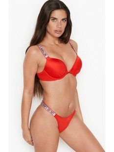 Купальник Victoria's Secret Bombshell Adds 2 cup push-up & Brazilian Bottom Red 26427083-26433008 фото