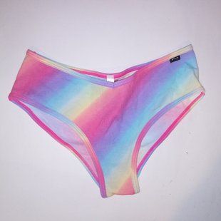 Трусики Victoria&rsquo;s Secret PINK Cheekster Rainbow Stripe Ribbed Colorful Panty 26651595 фото