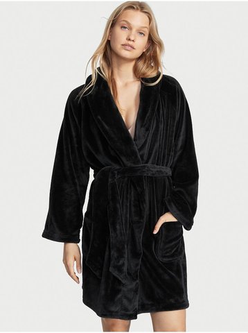 Халат Victoria's Secret Black Logo Short Cozy Robe Black 26588190 фото