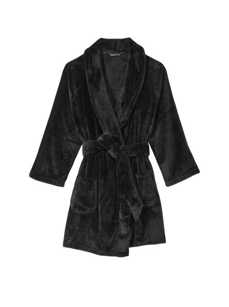 Халат Victoria's Secret Black Logo Short Cozy Robe Black 26588190 фото