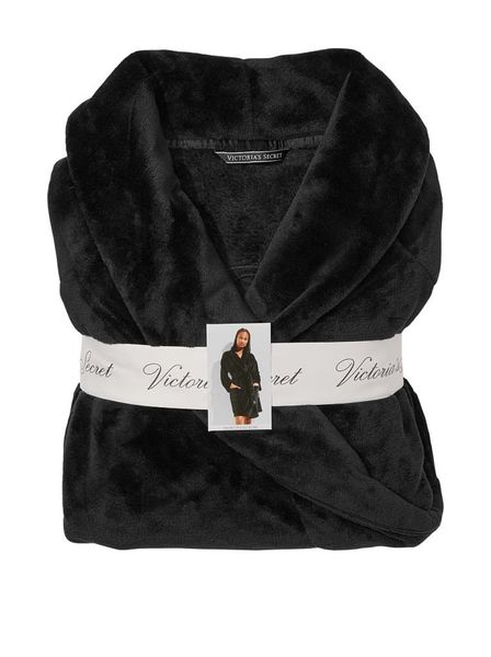 Халат Victoria's Secret Black Logo Short Cozy Robe Black 26588190 фото