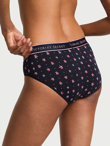 Трусики хіпстери Victoria's Secret Cotton Logo Cotton Hiphugger Panty Classic Navy Floral &mdash; основне фото товару, вигляд спереду