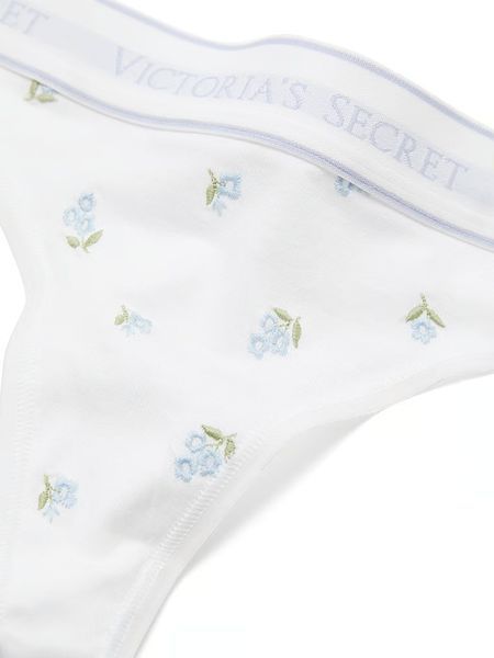 Трусики стринги Victoria&rsquo;s Secret Logo Cotton Embroidered Thong Panty 27245691 фото