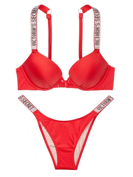 Купальник Victoria's Secret Bombshell Adds 2 cup push-up & Brazilian Bottom Red 26427083-26433008 фото