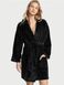 Халат Victoria's Secret Black Logo Short Cozy Robe Black, Чорний, XS/S