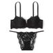 Комплект білизни Victoria's Secret Dream Angels Lace Lightly Lined Classic Coverage Demi Bra & Lace Adjustable String Bikini Panty Black , Чорний, 36, B, M