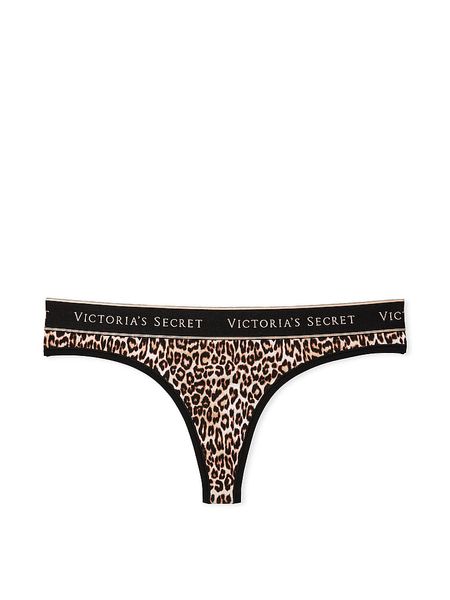 Бавовняні Трусики Victoria's Secret Logo Cotton Thong Panty Leo 26763696 фото