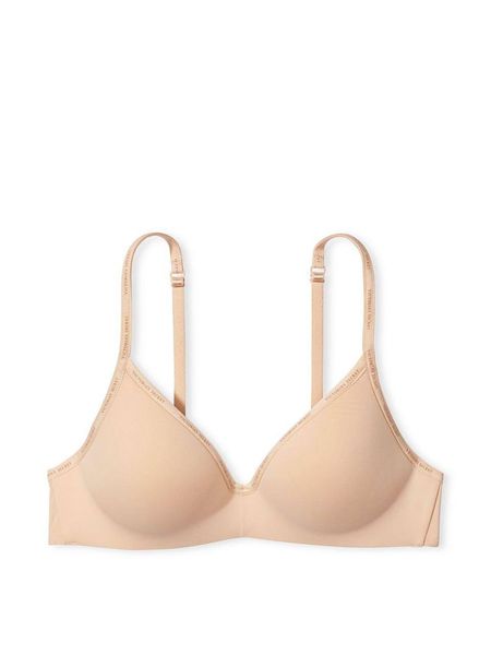 Безшовний бюстгальтер Victoria's Secret Logo Lightly Lined Wireless Bra Marzipan      26612833 фото