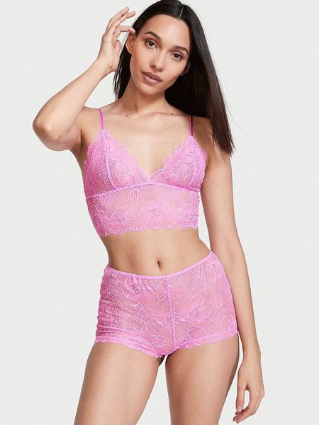 Мережевний комплект для сну Victoria's Secret Lacie Cropped Cami Boyshort Set Pink 26474300 фото