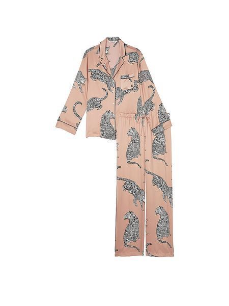 Піжама Victoria's Secret Satin Long Pajama Set Leopard &mdash; основне фото товару, вигляд спереду