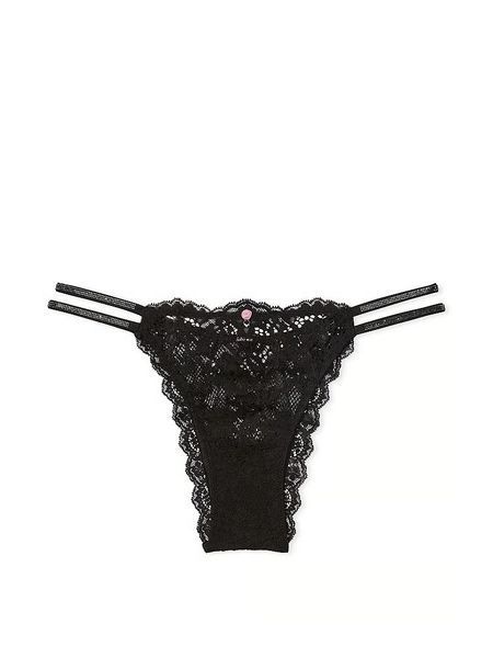 Трусики бразилианы Victoria's Secret Dream Angels Twinkle Strap Lace Brazilian Panty Black 26876110 фото
