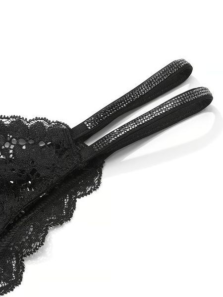 Трусики бразилианы Victoria's Secret Dream Angels Twinkle Strap Lace Brazilian Panty Black 26876110 фото