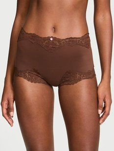 Трусики Victoria's Secret Dream Angels Lace-Trim Boyshort Panty Ganache 26910518 фото