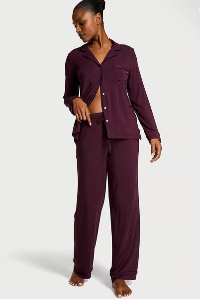 Піжама Victoria's Secret SoSoft™ Modal Long Pajama Set Burgundy — фото товару | VikkyStyle Піжама Victoria's Secret SoSoft™ Modal Long Pajama Set Burgundy — основне фото товару, вигляд спереду