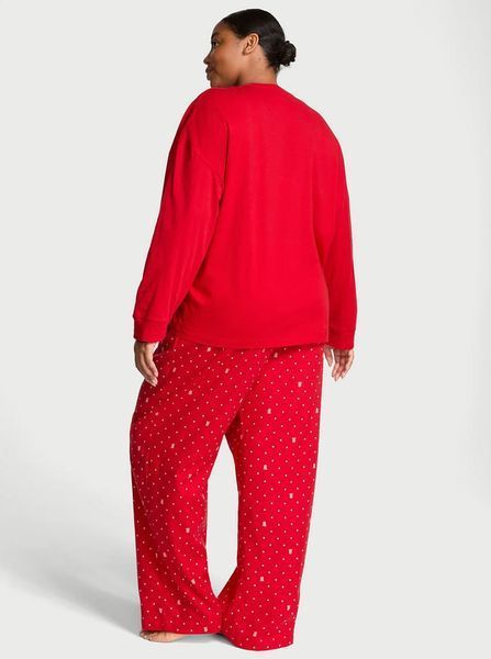 Фланелева піжама Victoria's Secret Flannel Long-Sleeve Tee-Jama Set Red &mdash; основне фото товару, вигляд спереду