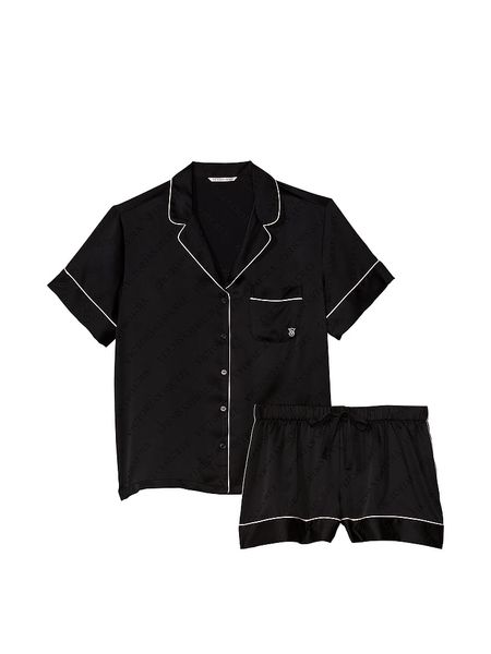 Піжама Victoria's Secret Satin Short Pajama Set Black 26665966 фото