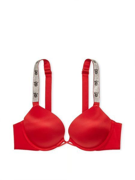 Бюстгальтер Victoria's Secret Lipstick Red Bombshell Add 2 Cups Push Up Shine Strap Bra  &mdash; основне фото товару, вигляд спереду