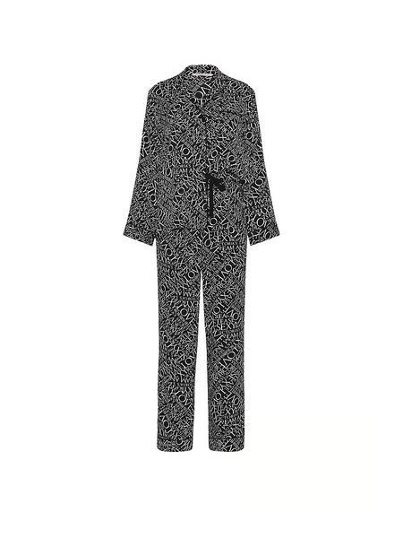 Піжама Victoria's Secret Signature Satin Long Pajama Set Black &mdash; основне фото товару, вигляд спереду
