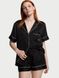 Піжама Victoria's Secret Satin Short Pajama Set Black, Чорний, XS