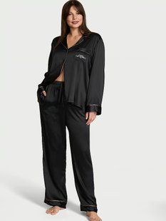 Піжама Сатинова Victoria's Secret Backstage Satin Sparkle Long Pajama Set &mdash; основне фото товару, вигляд спереду