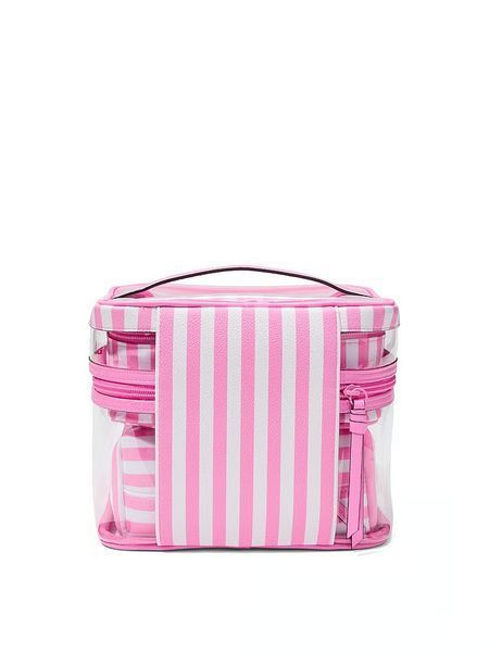 Косметичка Victoria's Secret 4-Piece Makeup Bag Pink Stripe &mdash; основне фото товару, вигляд спереду