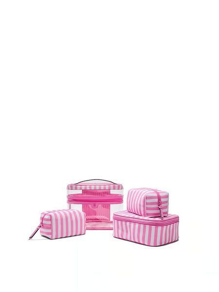 Косметичка Victoria's Secret 4-Piece Makeup Bag Pink Stripe &mdash; основне фото товару, вигляд спереду