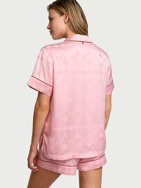 Пижама с шортами Victoria's Secret Glazed Satin Heart Short Pajama Set New 26985632 фото