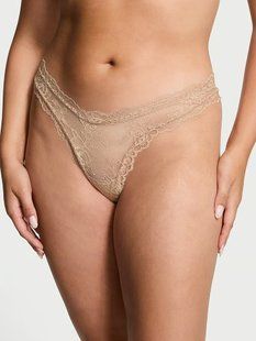 Трусики стринги Victoria's Secret Rose Lace High-Leg Thong Panty 26908542 фото