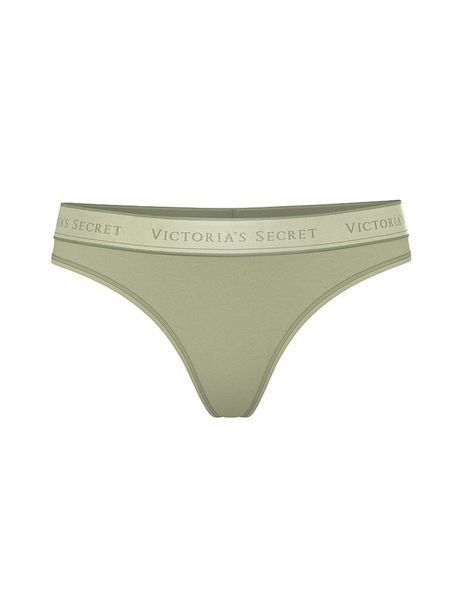 Бавовняні Трусики Стрінги Victoria's Secret Cotton Logo Cotton Thong Panty &mdash; основне фото товару, вигляд спереду
