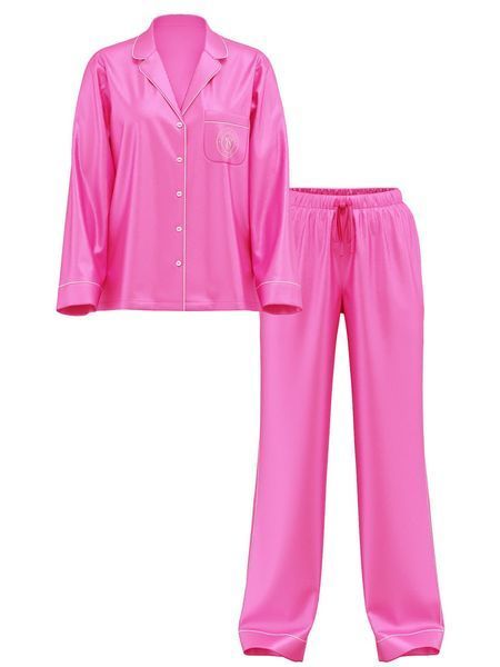 Піжама Сатинова Victoria's Secret Glazed Satin Shine Long Pajama Set  &mdash; основне фото товару, вигляд спереду