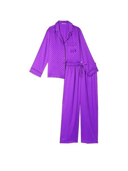 Піжама Сатинова Victoria's Secret Satin Long Pajama Set Violet &mdash; основне фото товару, вигляд спереду