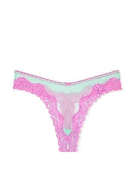 Трусики стрінги Victoria's Secret Tease Mesh Lace-Trim High-Leg Thong Panty &mdash; основне фото товару, вигляд спереду