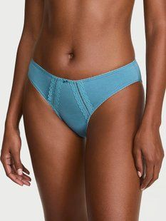 Трусики бикини Victoria's Secret Cotton Lace-Trim Bikini Panty 27323608 фото