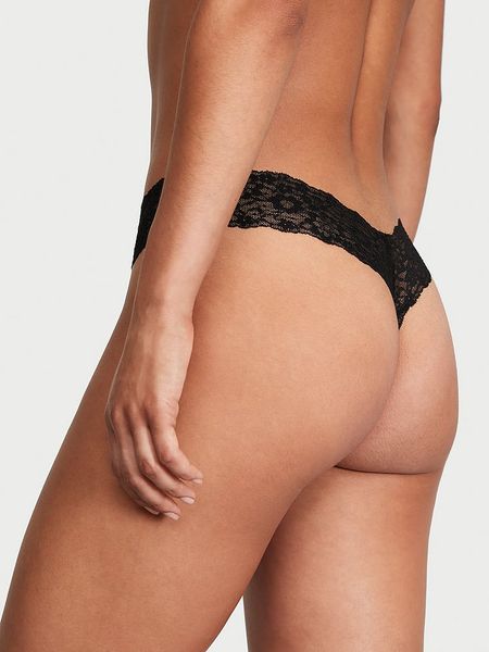 Мережевні Трусики Victoria's Secret Logo Cotton Thong Panty Black 26818091 фото