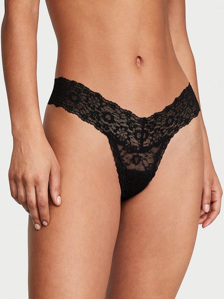 Мережевні Трусики Victoria's Secret Logo Cotton Thong Panty Black 26818091 фото